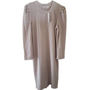 New Francesca's Harper Heritage Beige Long Sleeve Sweater Dress